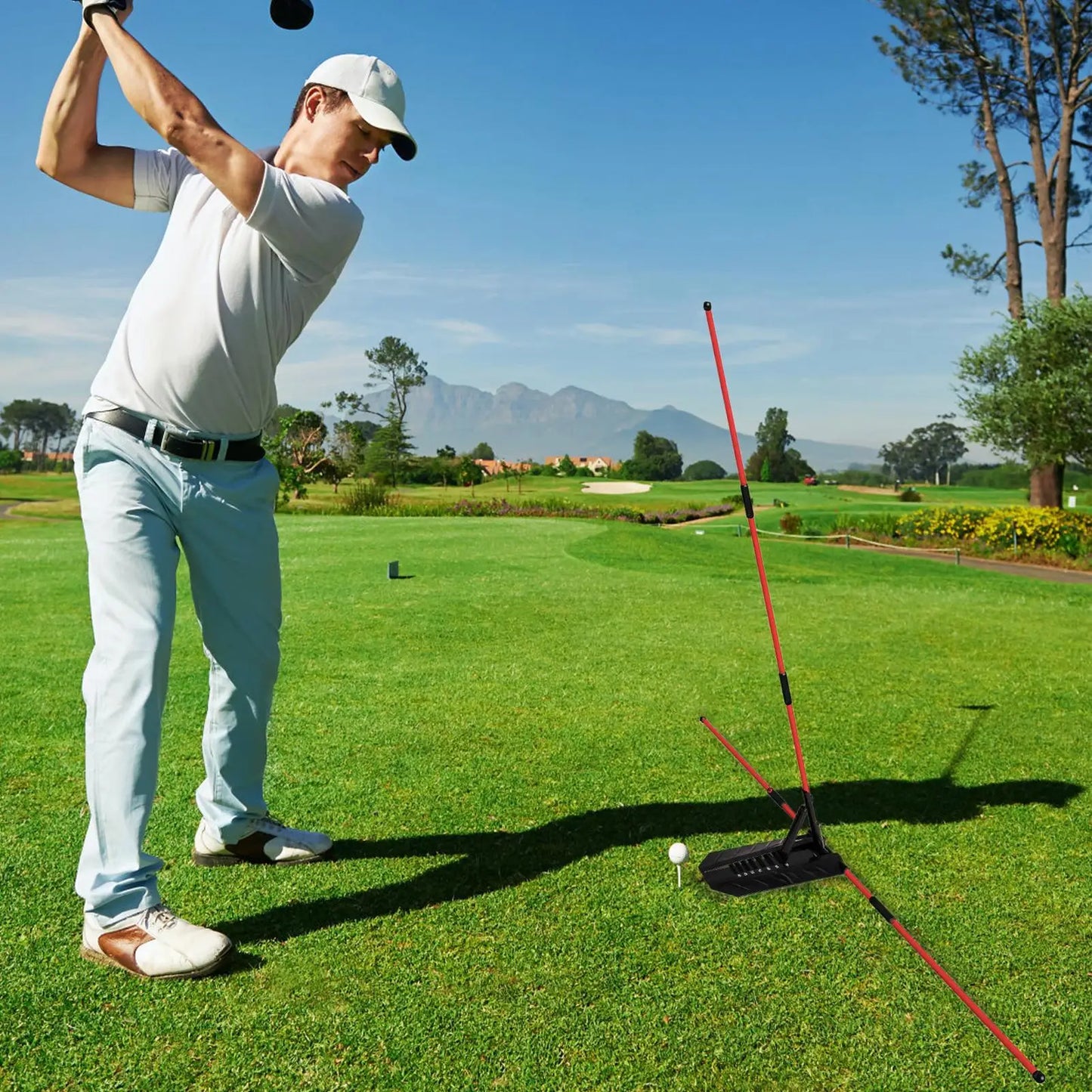 Golf Swing Alignment Rod Golf Alignment Sticks Holder Swing Angle Adjustment Postures Correction Aid Golf Practice Plate Trainer