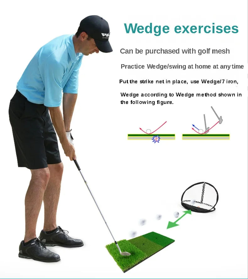 PGM Golf Hitting Mat Indoor Outdoor Mini Practice Durable PP Grass Pad Backyard Exercise Golf Training Aids With TEE DJD003