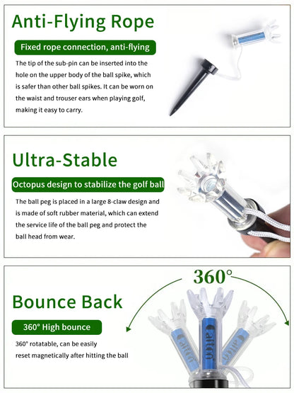 Improve Your Golf Game with the Caiton 5pcs Magnetic Plastic Golf Tee Set - 360degree Bounce