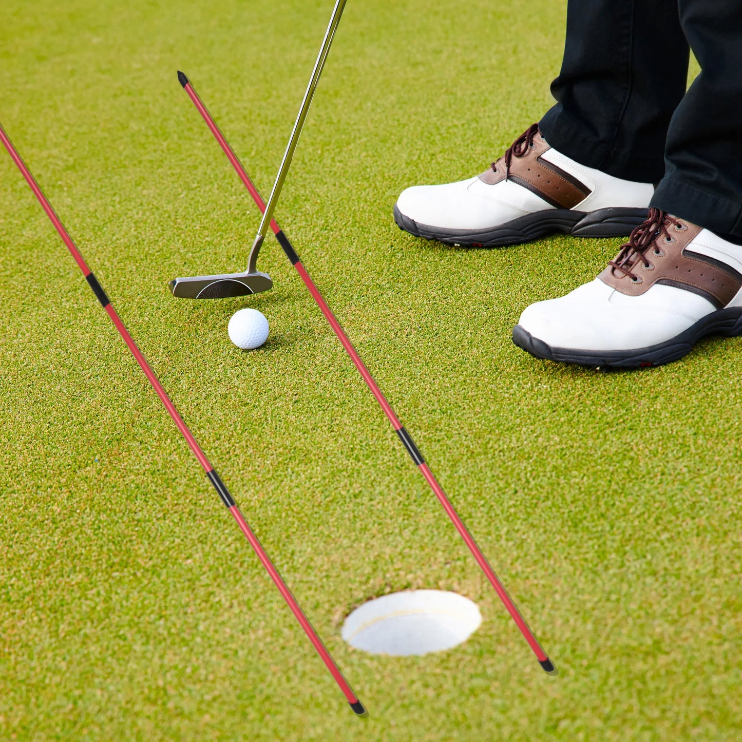 Golf Alignment Sticks 2 Sets 48inch Alignment Practice Rods Collapsible 6 Colors Golf Alignment Sticks Golf Swing Training Tools