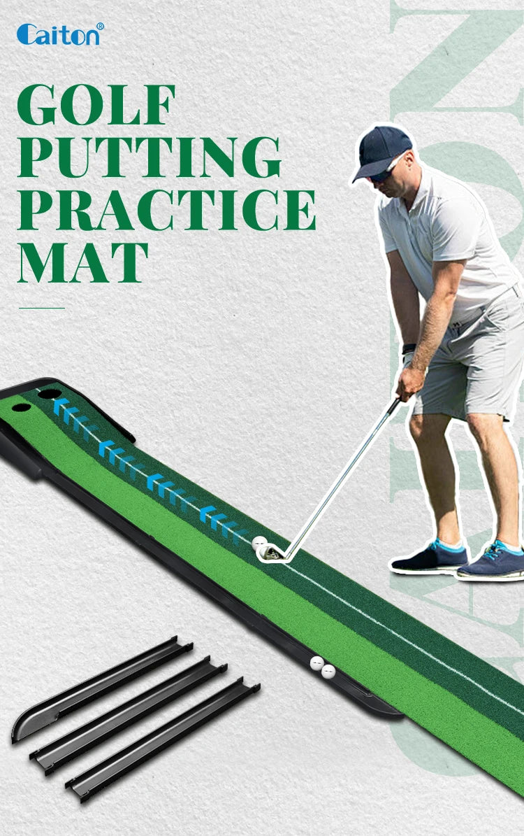 Caiton Golf Putting Mat 10FT with Auto Ball Return – Indoor & Outdoor Use, Perfect Golf Gift for Home, Office, and Backyard.