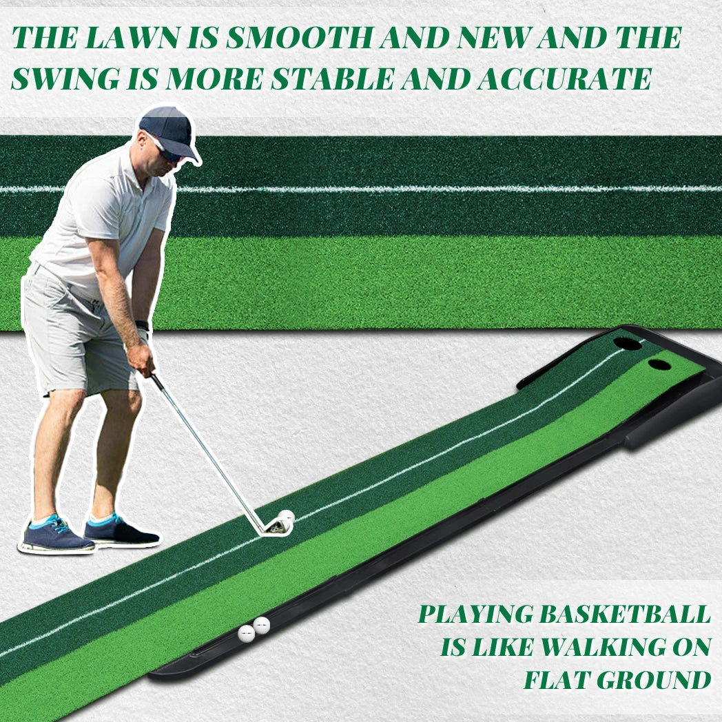 Caiton Golf Putting Mat 10FT with Auto Ball Return – Indoor & Outdoor Use, Perfect Golf Gift for Home, Office, and Backyard.