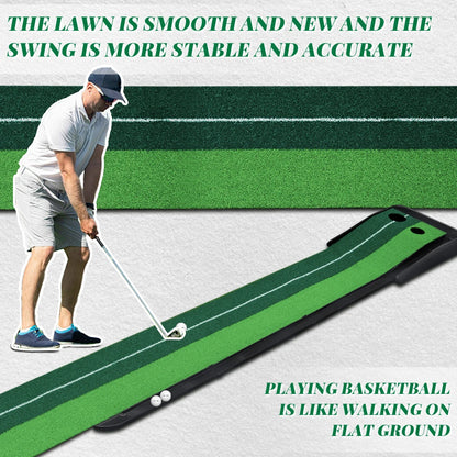 Caiton Golf Putting Mat 10FT with Auto Ball Return – Indoor & Outdoor Use, Perfect Golf Gift for Home, Office, and Backyard.