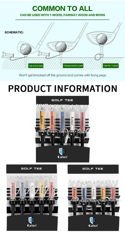 Improve Your Golf Game with the Caiton 5pcs Magnetic Plastic Golf Tee Set - 360degree Bounce