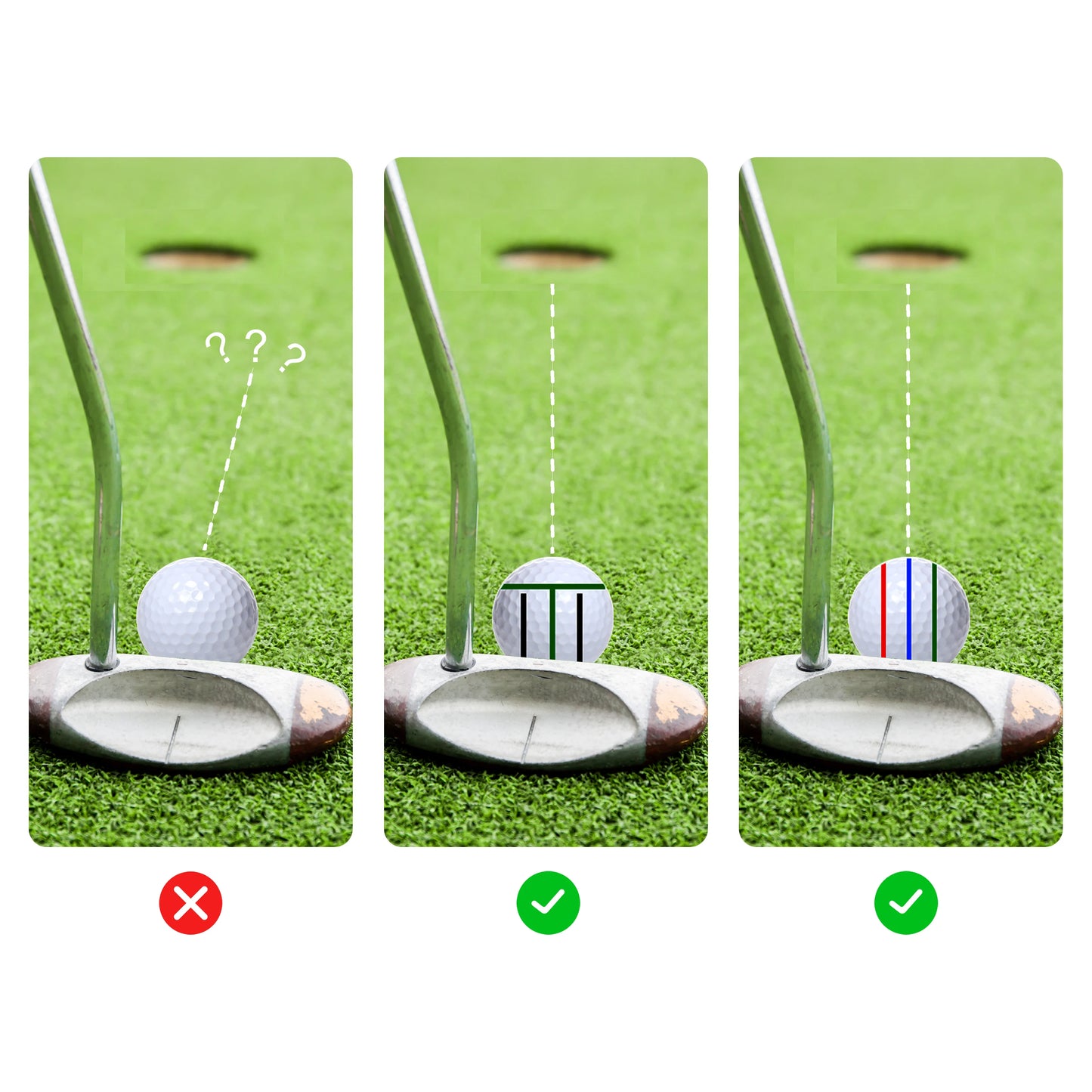 8PCS Golf Ball Marker Kit for Precision Aim and Personal Marking, Includes 4 ball marker templates and 4 color marking pens