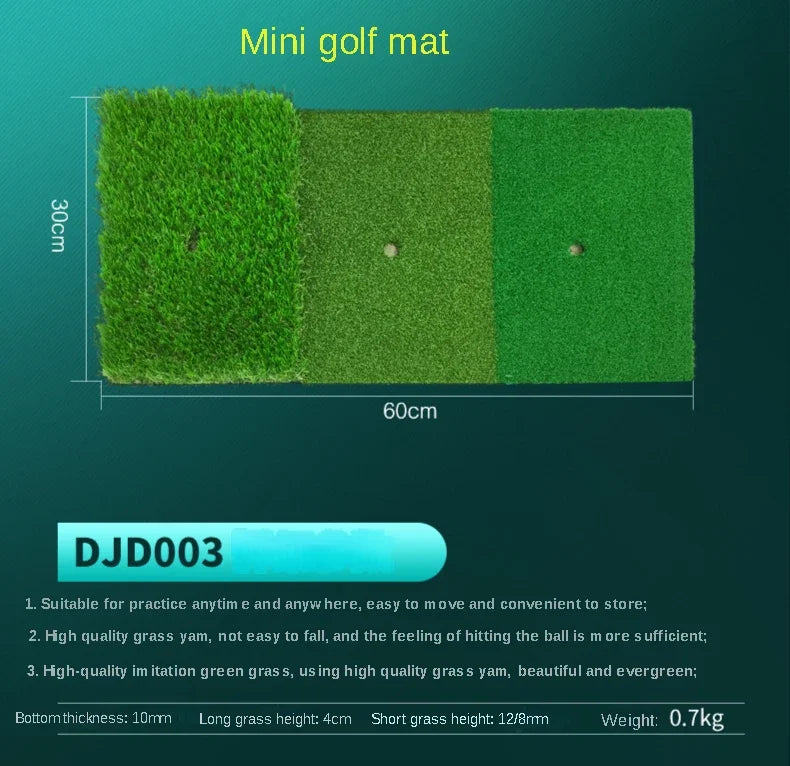 PGM Golf Hitting Mat Indoor Outdoor Mini Practice Durable PP Grass Pad Backyard Exercise Golf Training Aids With TEE DJD003