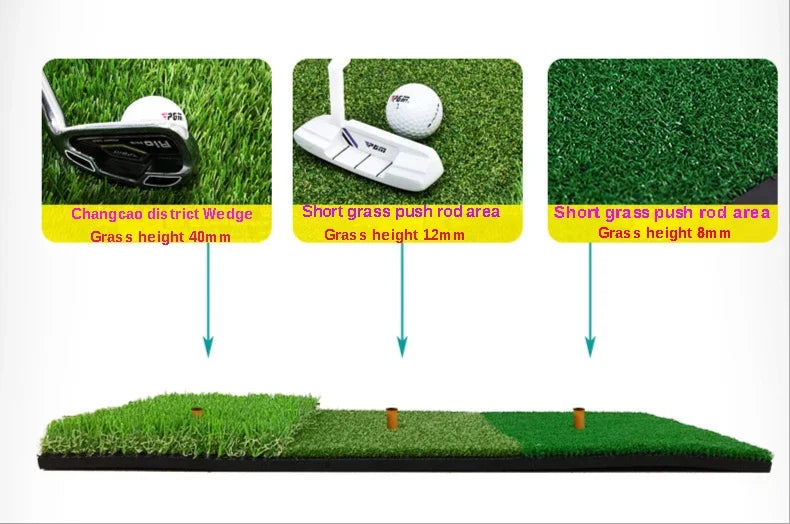 PGM Golf Hitting Mat Indoor Outdoor Mini Practice Durable PP Grass Pad Backyard Exercise Golf Training Aids With TEE DJD003